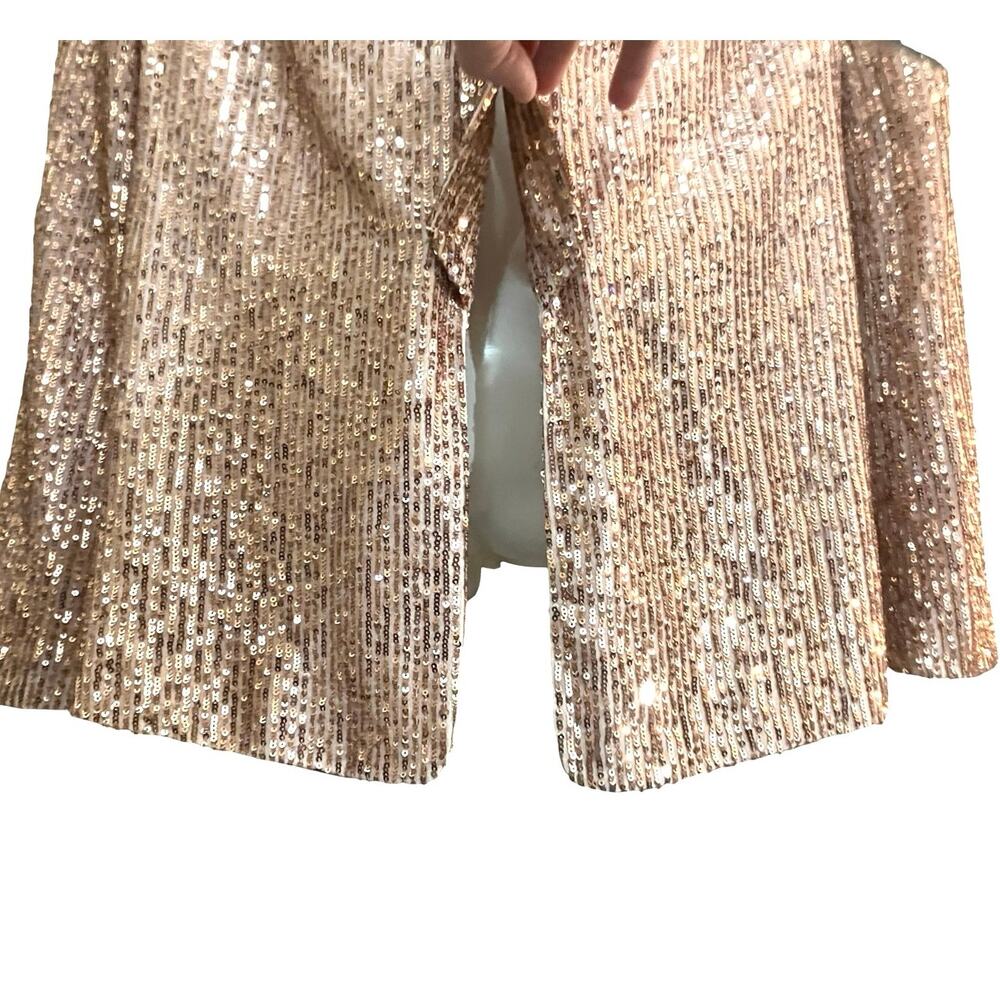 LOFT Women's Rose Sequin Shawl Collar Long Sleeve Lined Blazer Elegant SZ 12 - Picture 5 of 7